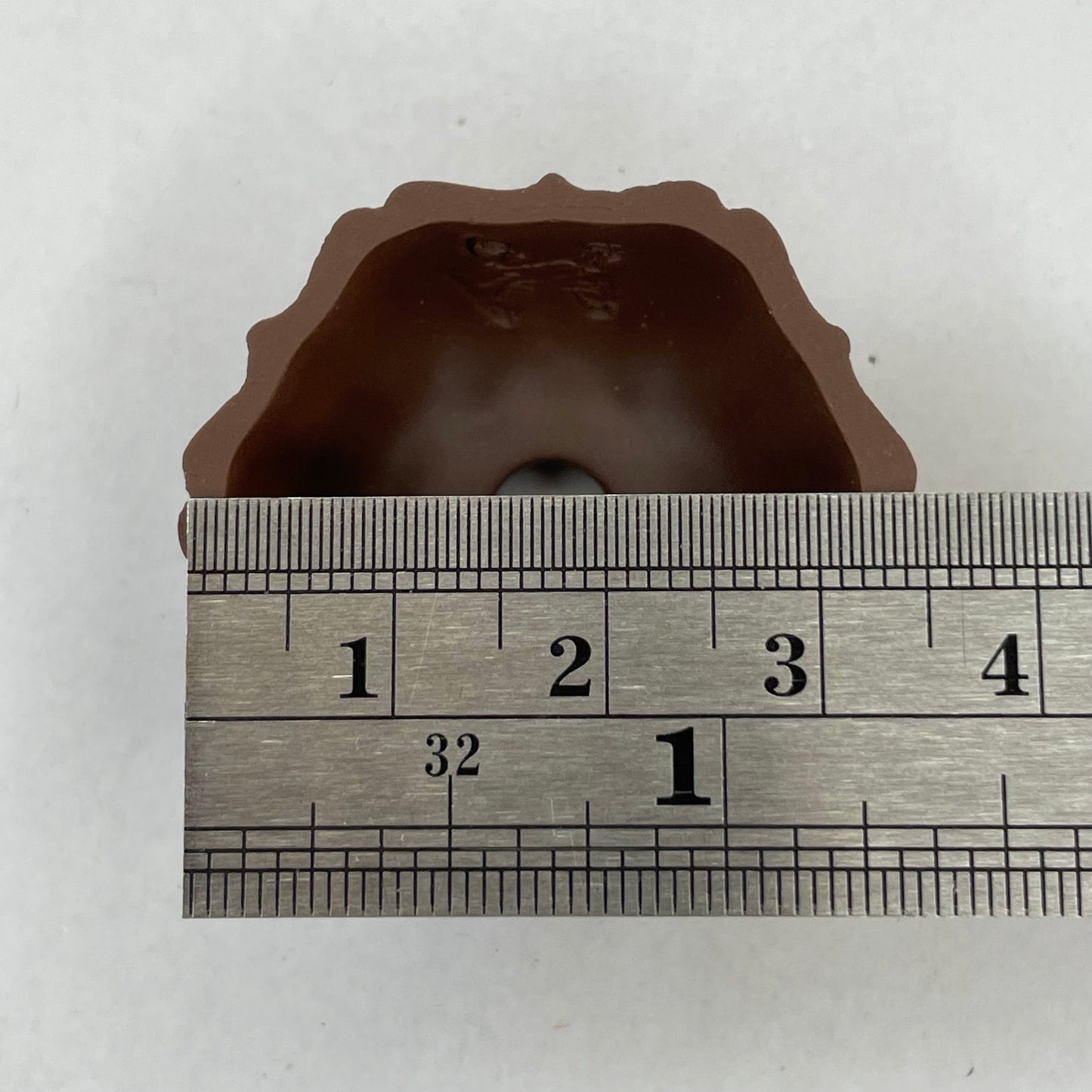 Tiny Unglazed Flower-Shaped Mame Bonsai Pot in Chocolate Porcelain, Less than 1.5 inches wide