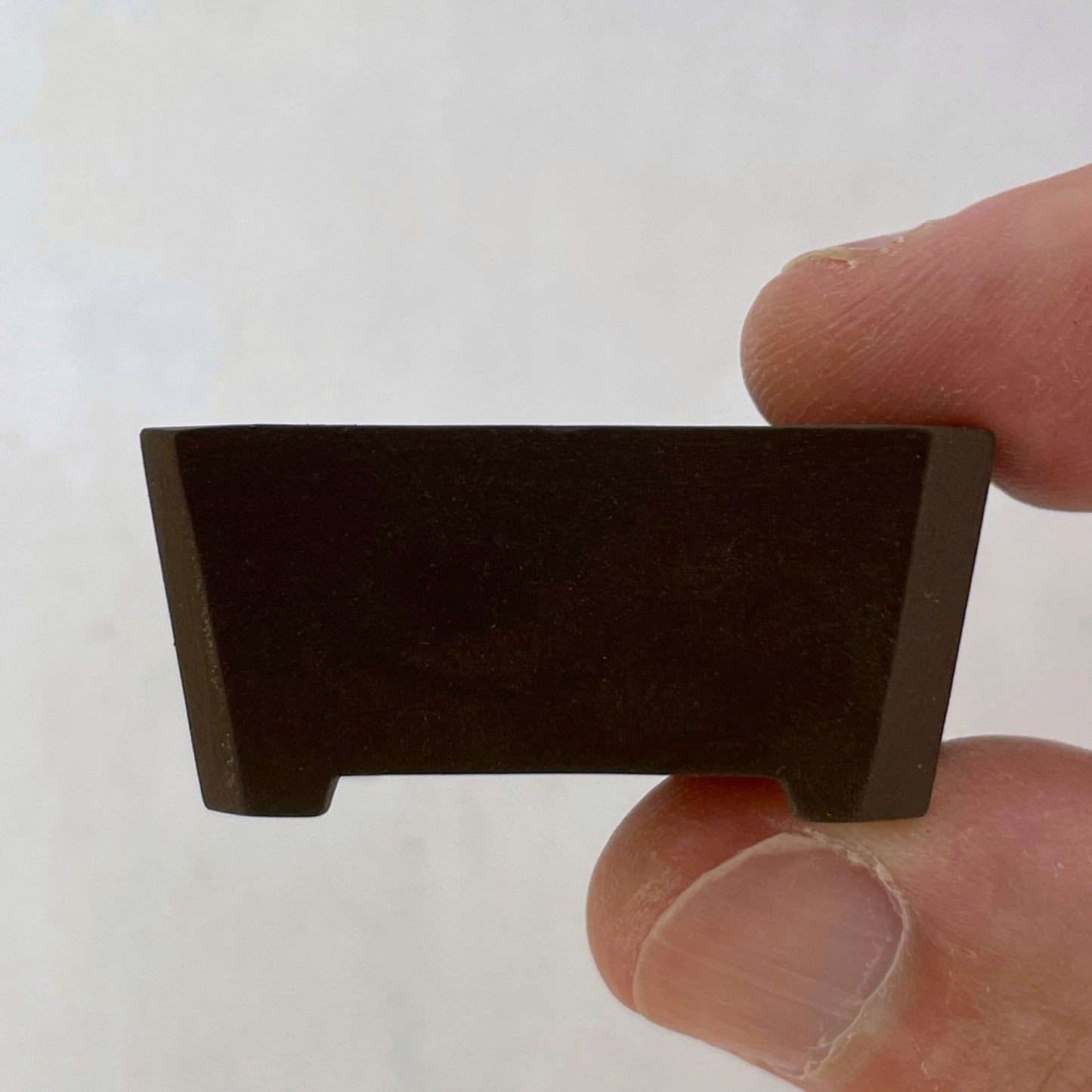 Tiny Unglazed Rectangle Mame Bonsai Pot in Coffee Porcelain, About 1.5 inches long