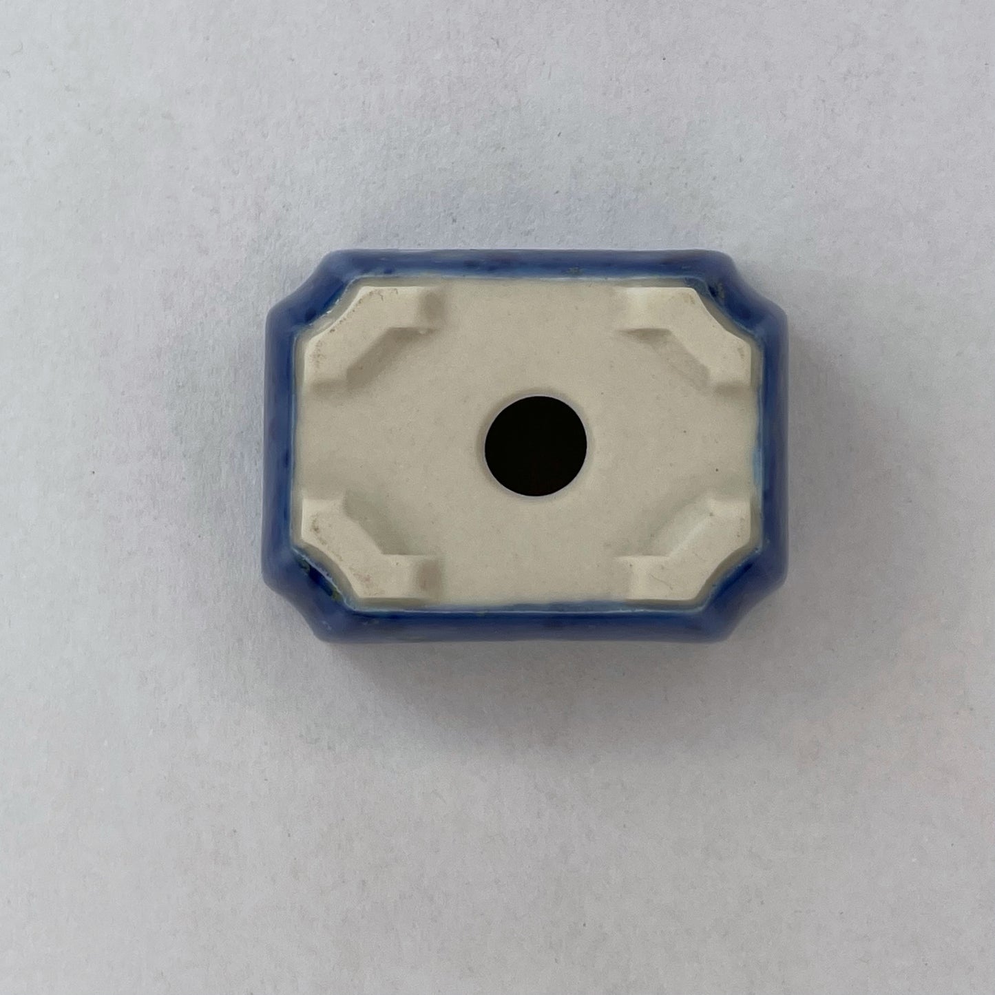 New! Tiny Rectangle Mame Bonsai Pot in Blue Confetti, Less than 1.5 inches wide