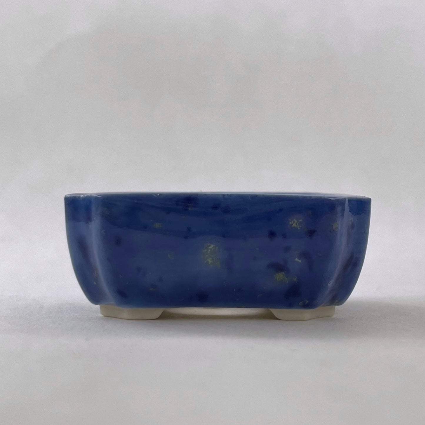 New! Tiny Rectangle Mame Bonsai Pot in Blue Confetti, Less than 1.5 inches wide