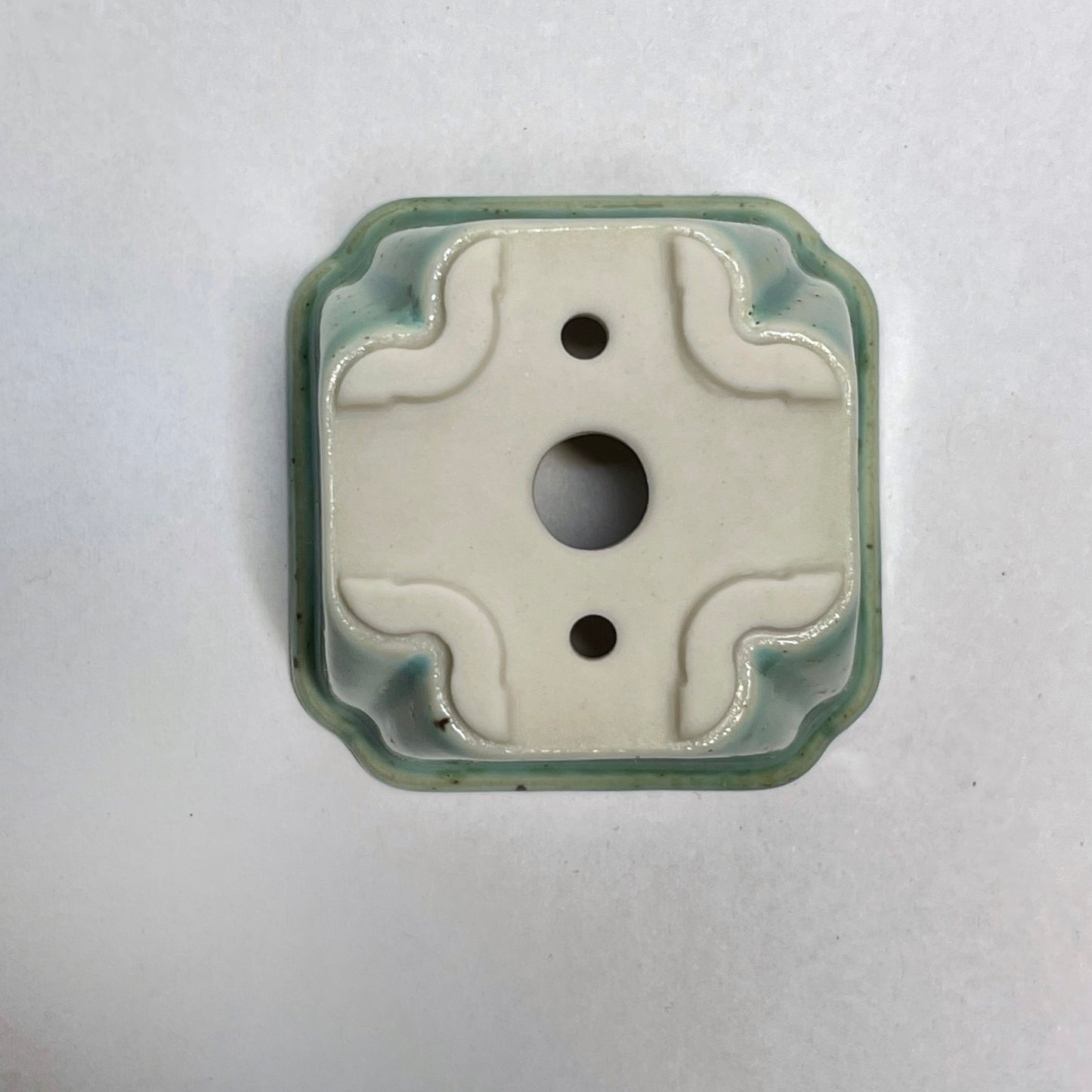 Tiny Square Mame Bonsai Pot in Mint Chip, About 1.5 inches wide