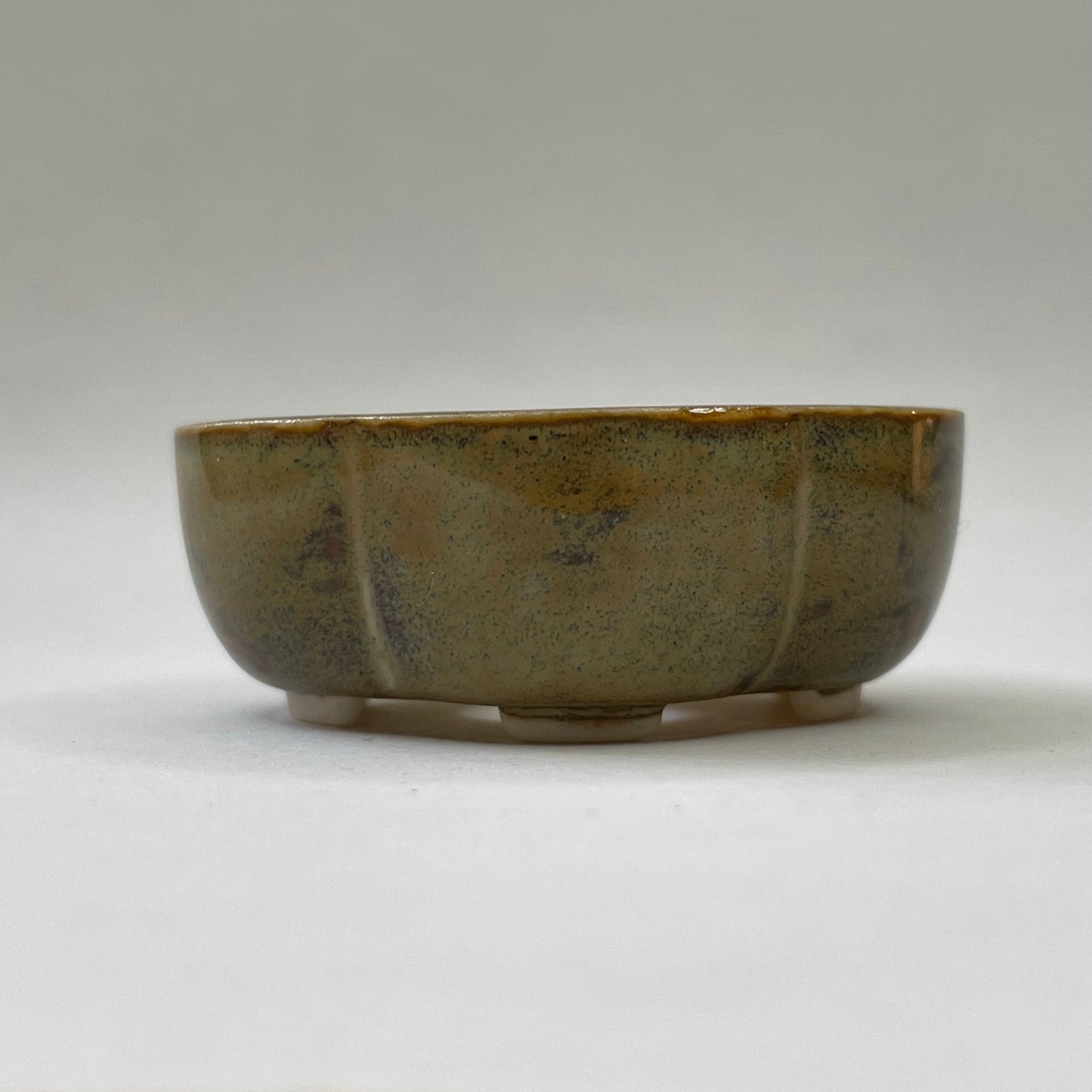 New! Tiny Rounded Oval Mame Bonsai Pot in Opal Luster, About 1.5 inches wide