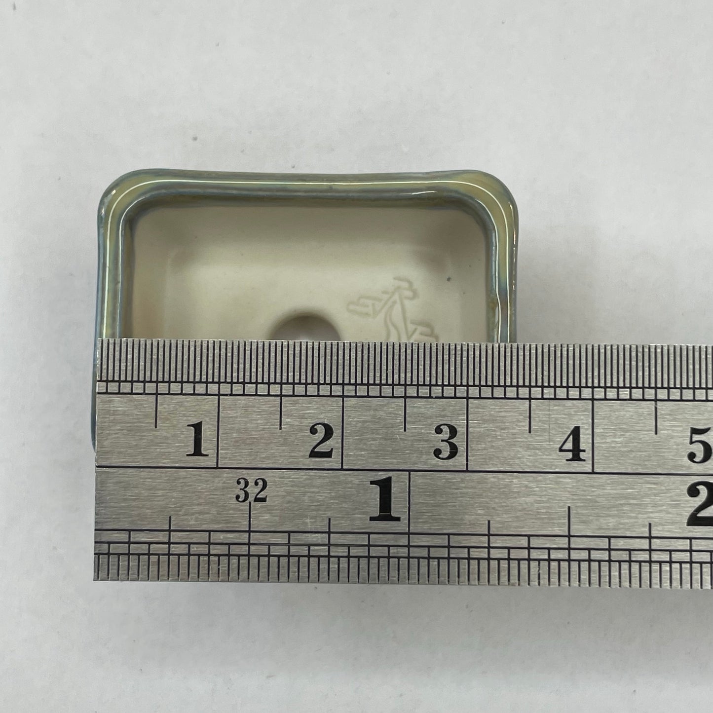 New! Tiny Rectangle Mame Bonsai Pot in Jade Aster, About 1.5 inches long