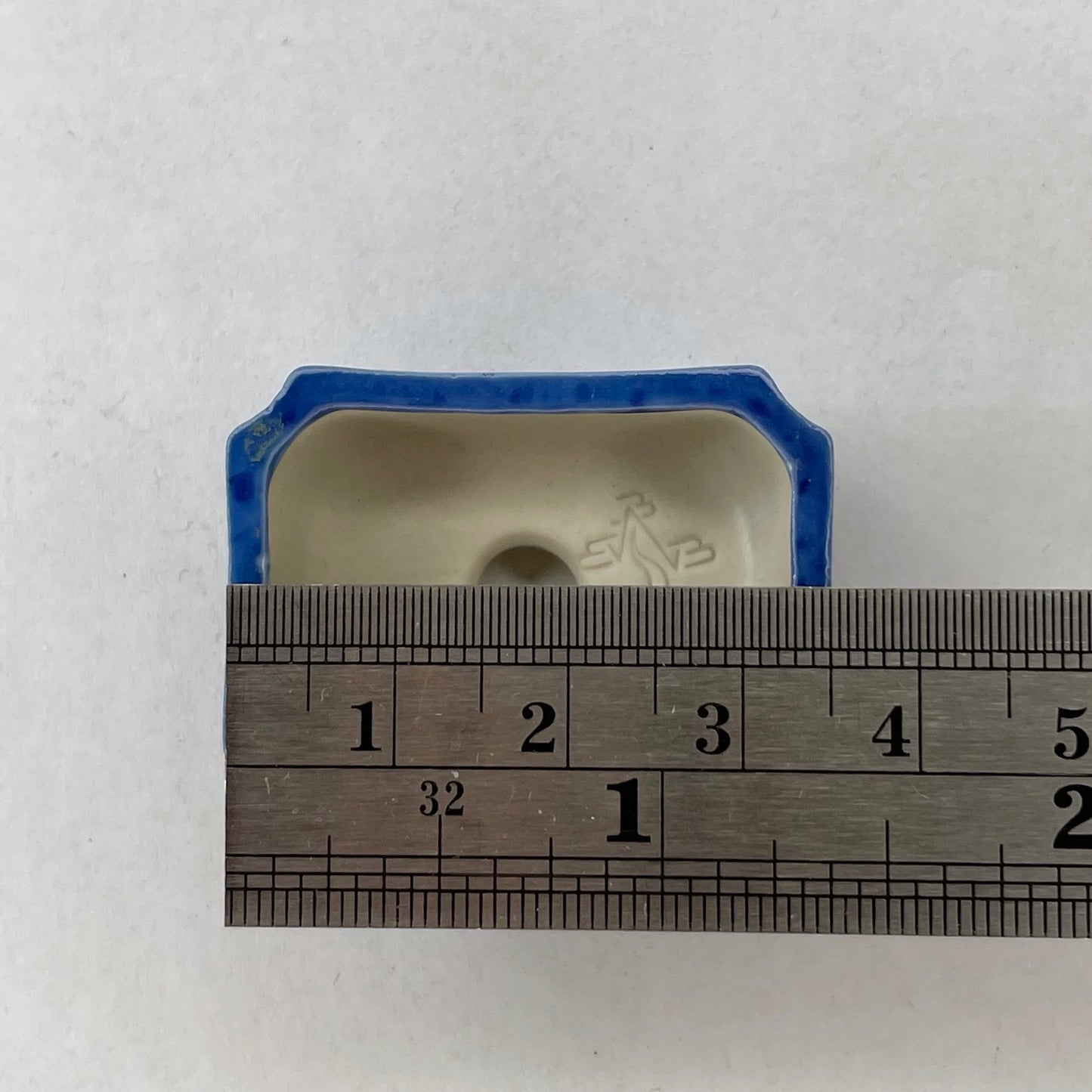 New! Tiny Rectangle Mame Bonsai Pot in Blue Confetti, Less than 1.5 inches wide