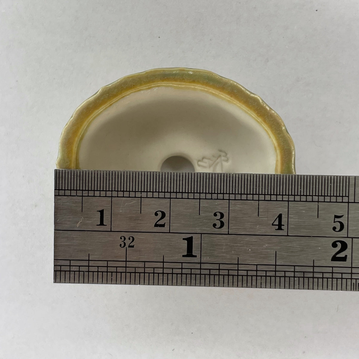 New! Tiny Scalloped Oval Mame Bonsai Pot in Matte Beach, About 1.5 inches wide