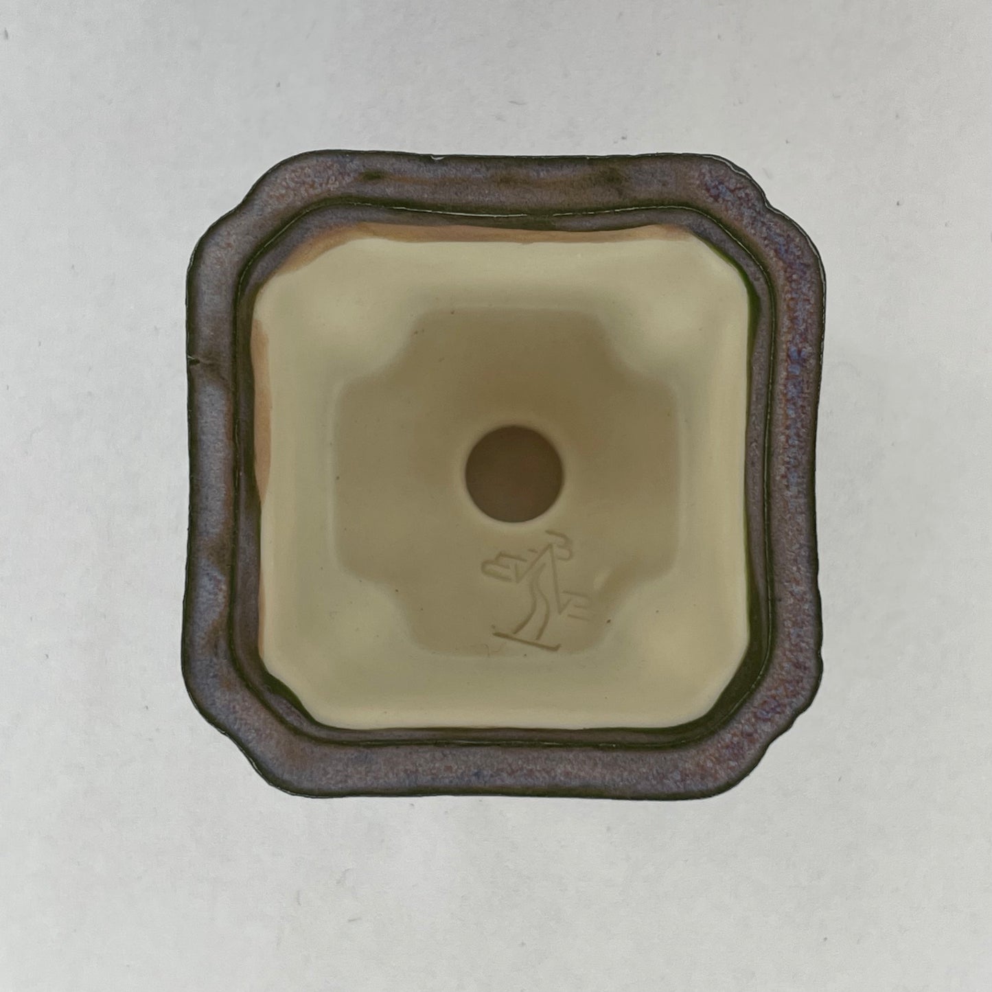 New! Tiny Square Mame Bonsai Pot in Lavender Aster, About 1.5 inches wide