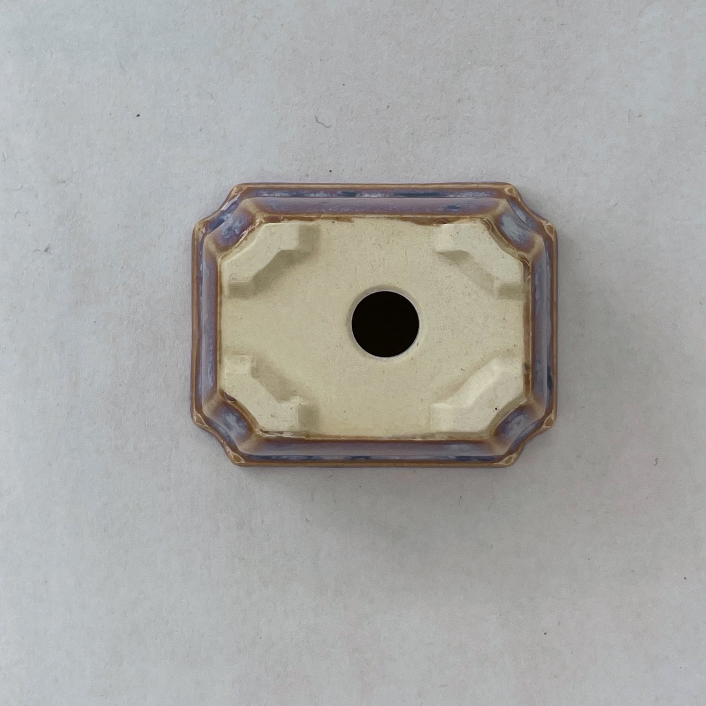 New! Tiny Rectangle Mame Bonsai Pot in Pearl Purple Aster, About 1.5 inches wide