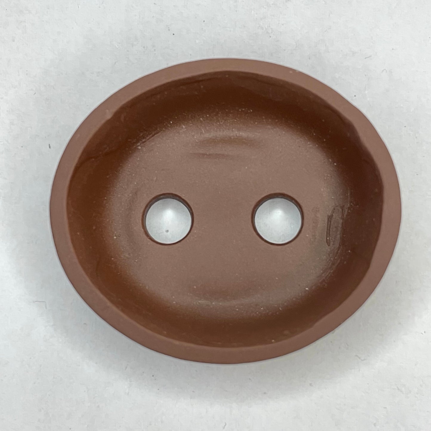 Tiny Unglazed Oval Mame Bonsai Pot in Chocolate Porcelain, A little under 1.75 inches Wide