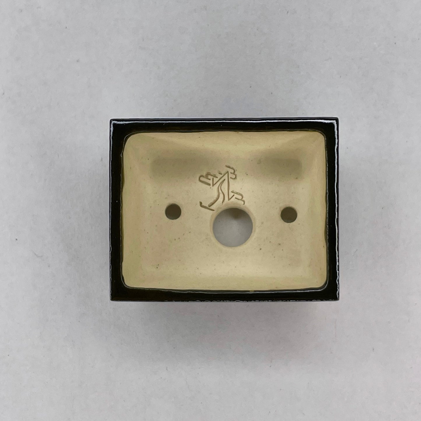New! Tiny Rectangle Mame Bonsai Pot in Olive, Less than 1.5 inches long