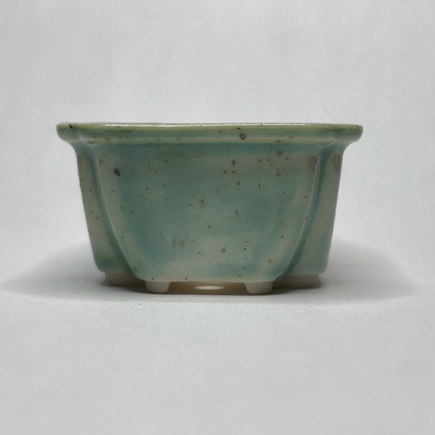 Tiny Square Mame Bonsai Pot in Mint Chip, About 1.5 inches wide