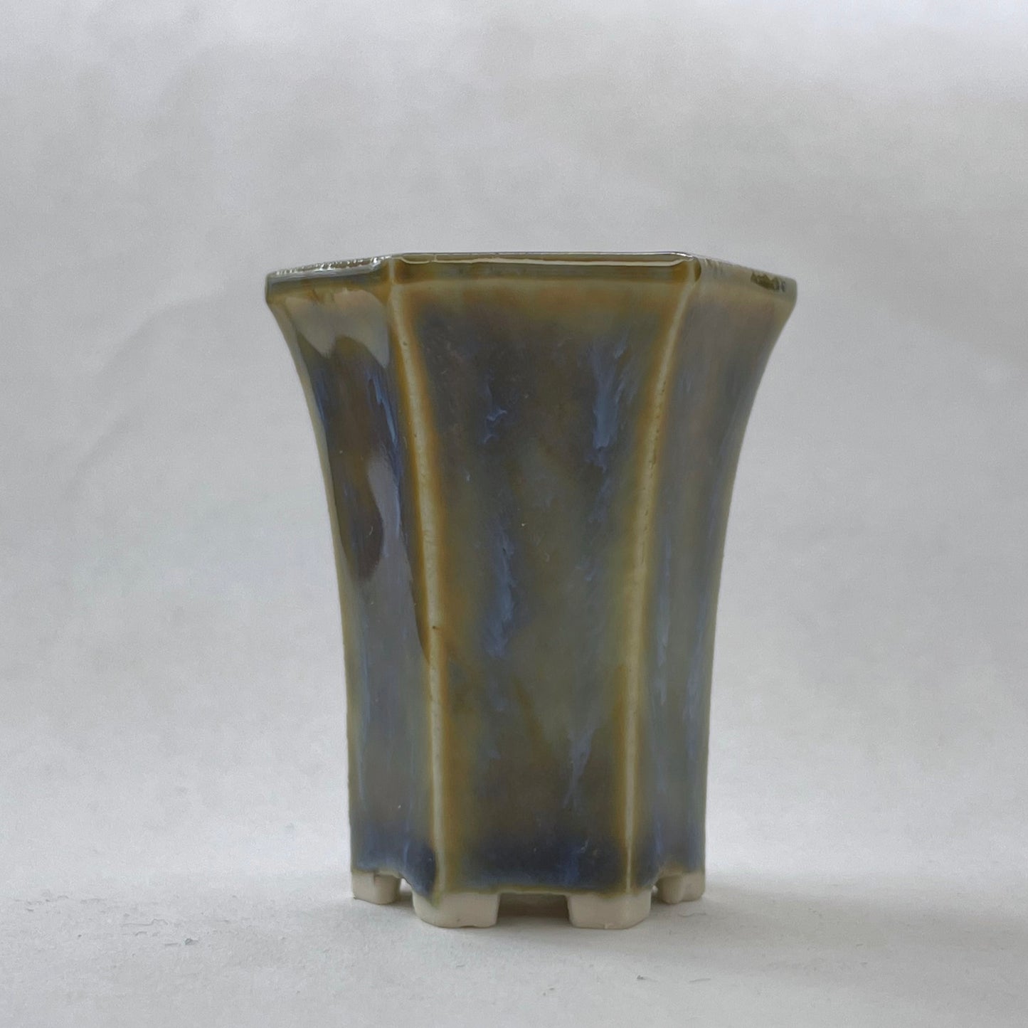 New! Tiny Cascade Mame Bonsai Pot in Blue Jade, Less than 2 inches tall