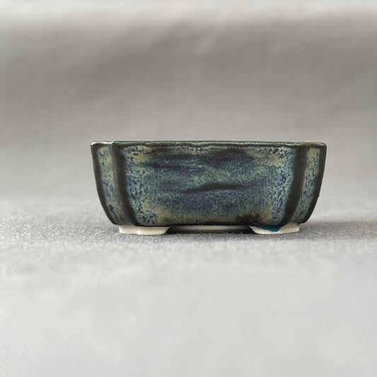 New! Tiny Rectangle Mame Bonsai Pot in Dark Opal Lustre, Less than 1.5 inches wide