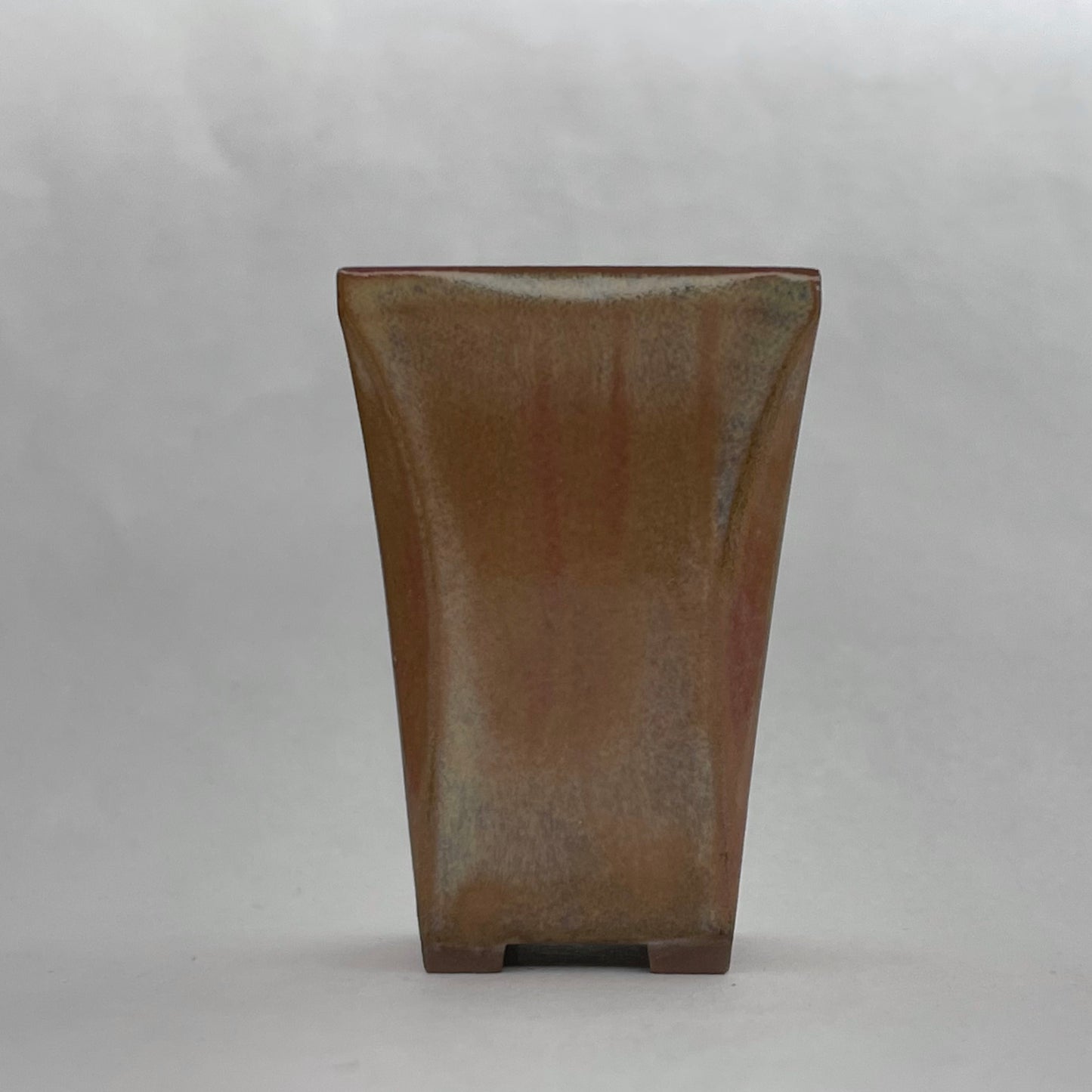 New! Tiny Cascade Mame Bonsai Pot in Chocolate Rose Opal Lustre, Less than 2 inches tall
