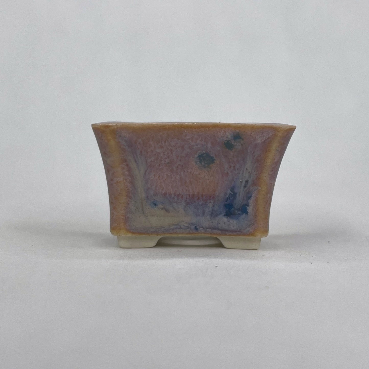 Super-Tiny Rectangle Mame Bonsai Pot in Purple Aster, About 1 inch long