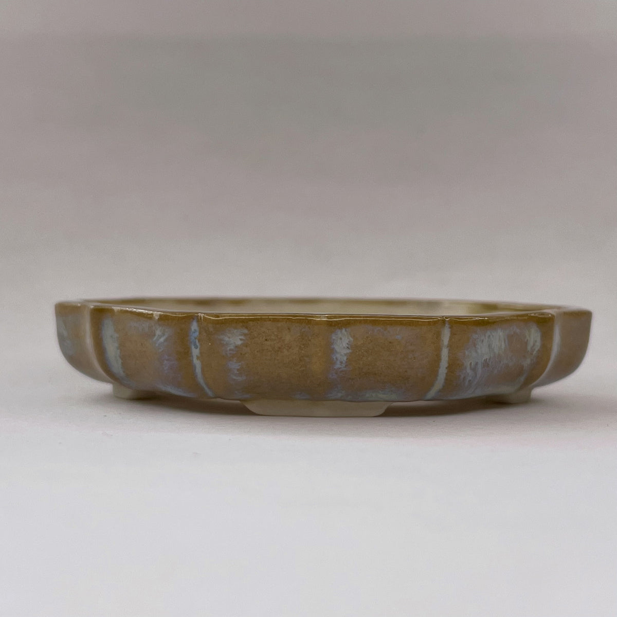 New! Tiny Decorative Mame Bonsai Pot in Frosty Beach, Less than 2.5 inches wide