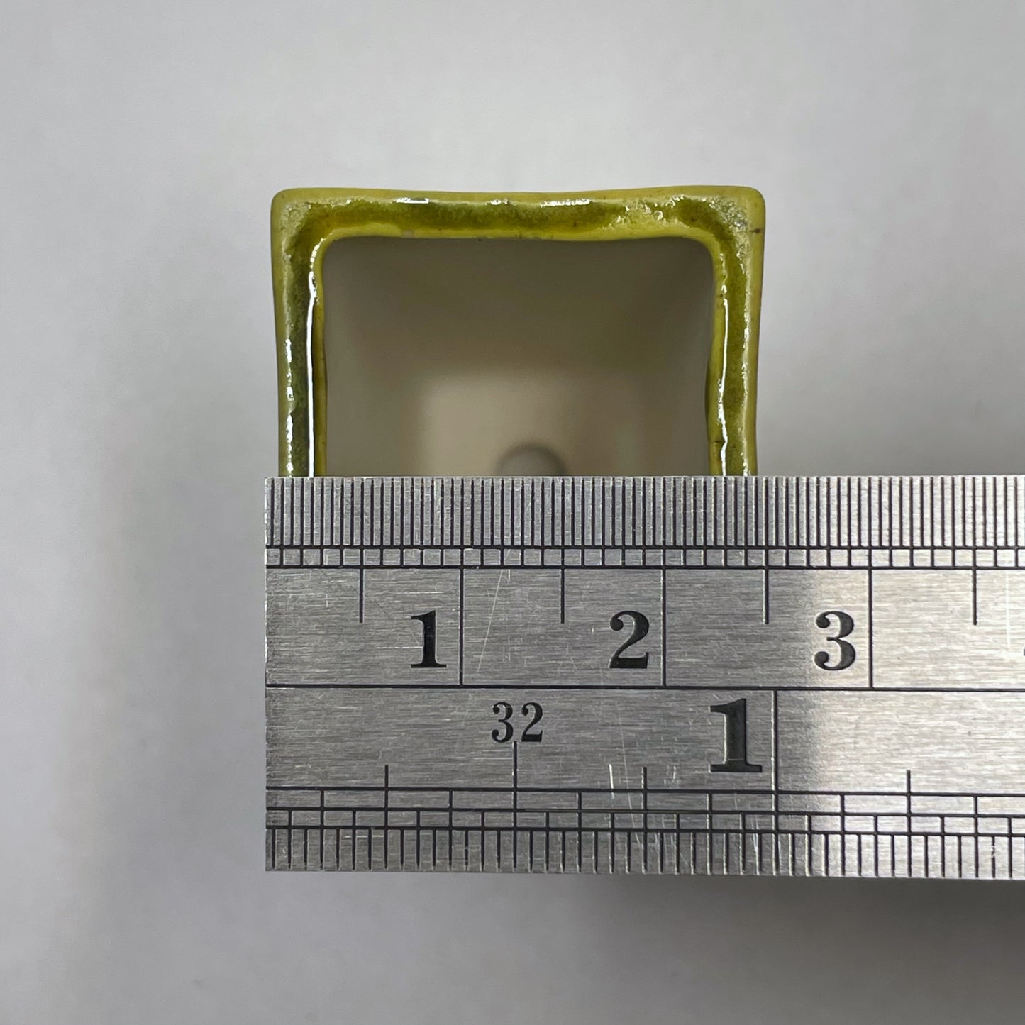 New! Tiny Cascade Mame Bonsai Pot in Yellow Green, About 1.5 inches tall