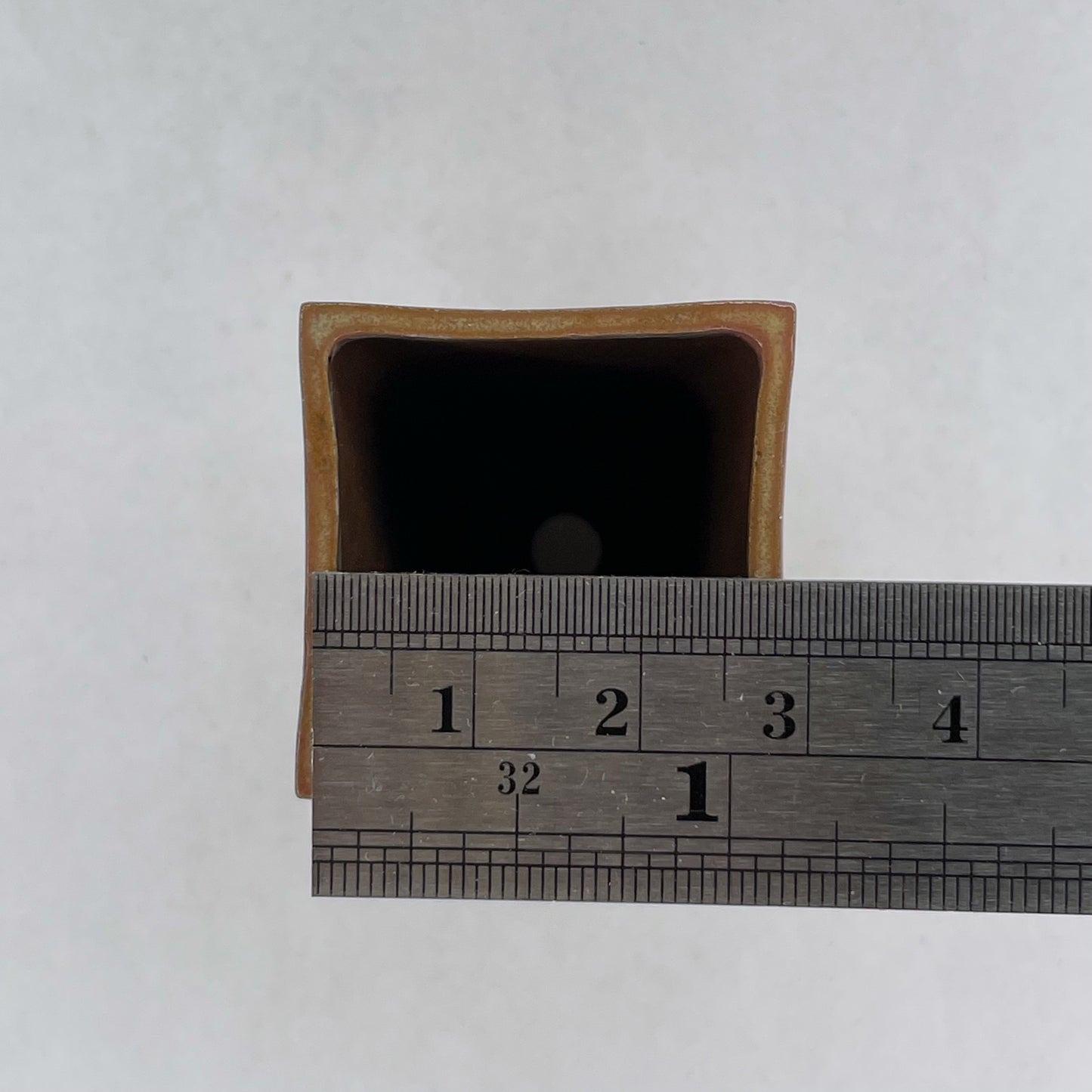 New! Tiny Cascade Mame Bonsai Pot in Chocolate Rose Opal Lustre, Less than 2 inches tall
