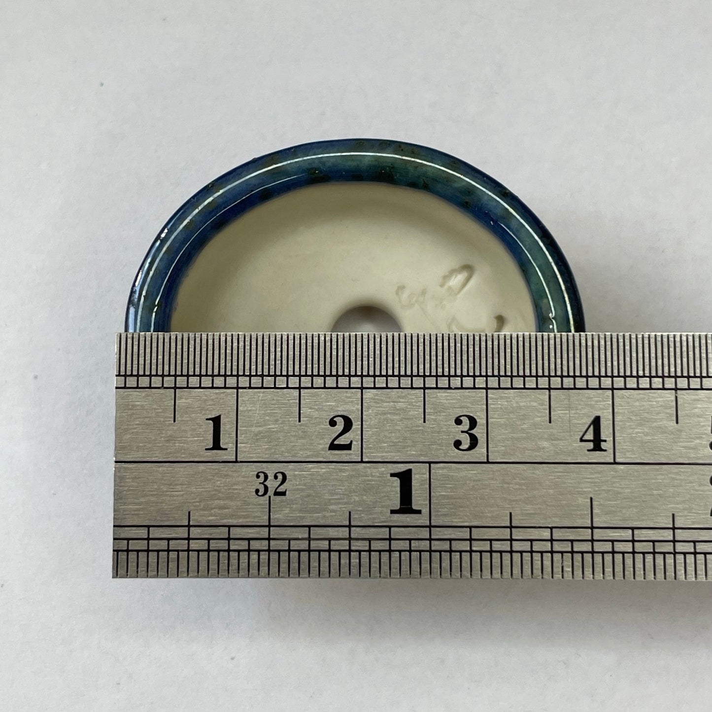 New! Tiny Oval Mame Bonsai Pot in Blue Monstera, Only 1.5 inches