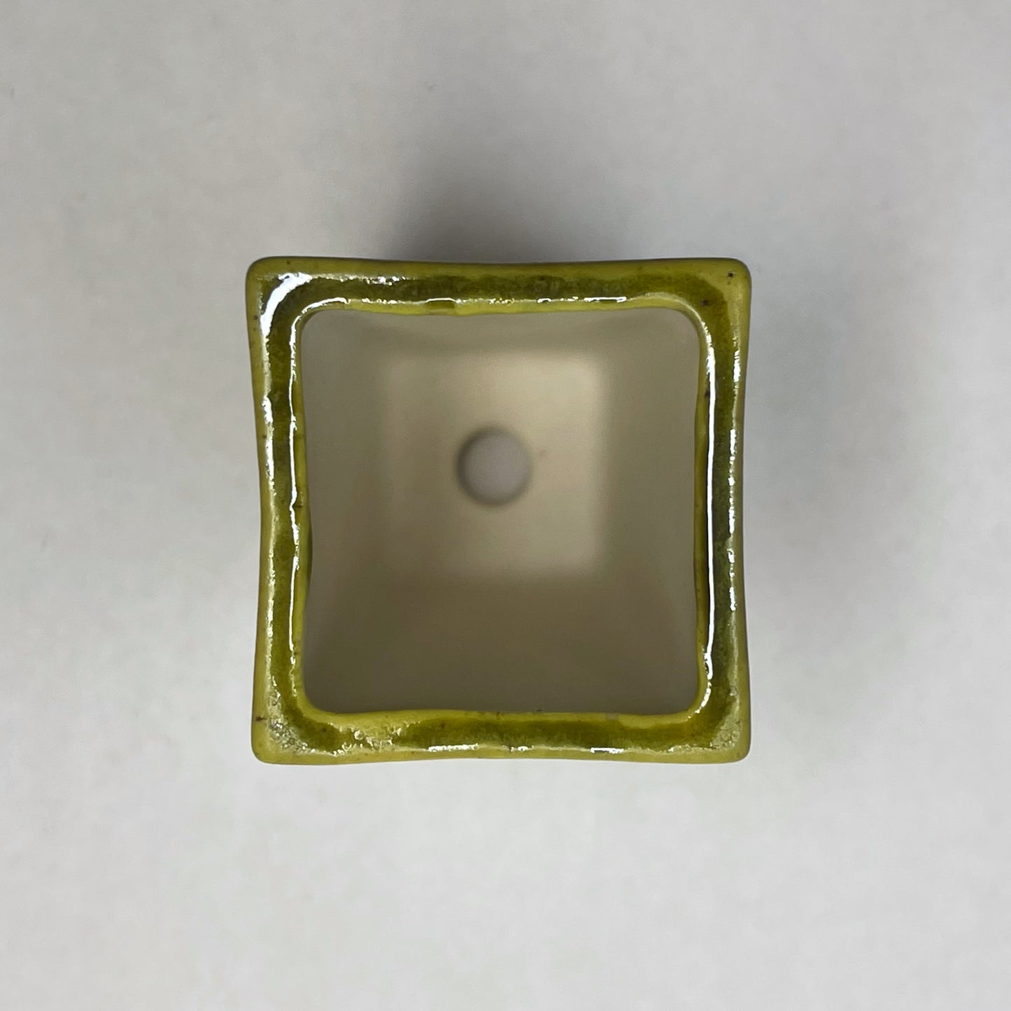 New! Tiny Cascade Mame Bonsai Pot in Yellow Green, About 1.5 inches tall
