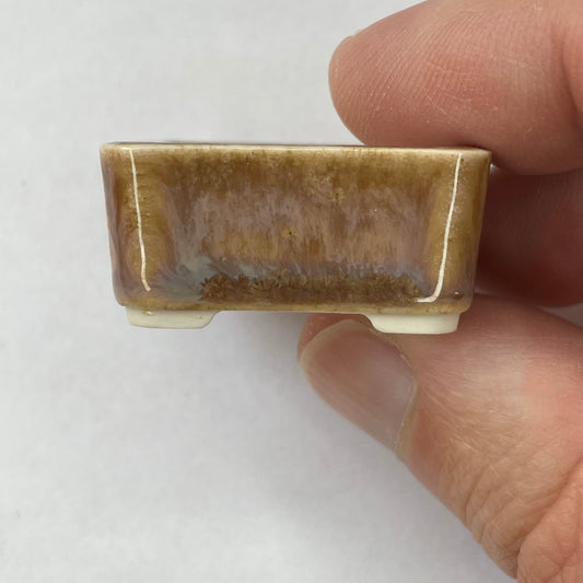Tiny Square Mame Bonsai Pot in Rosy Brown, Less than 1.5 inches wide