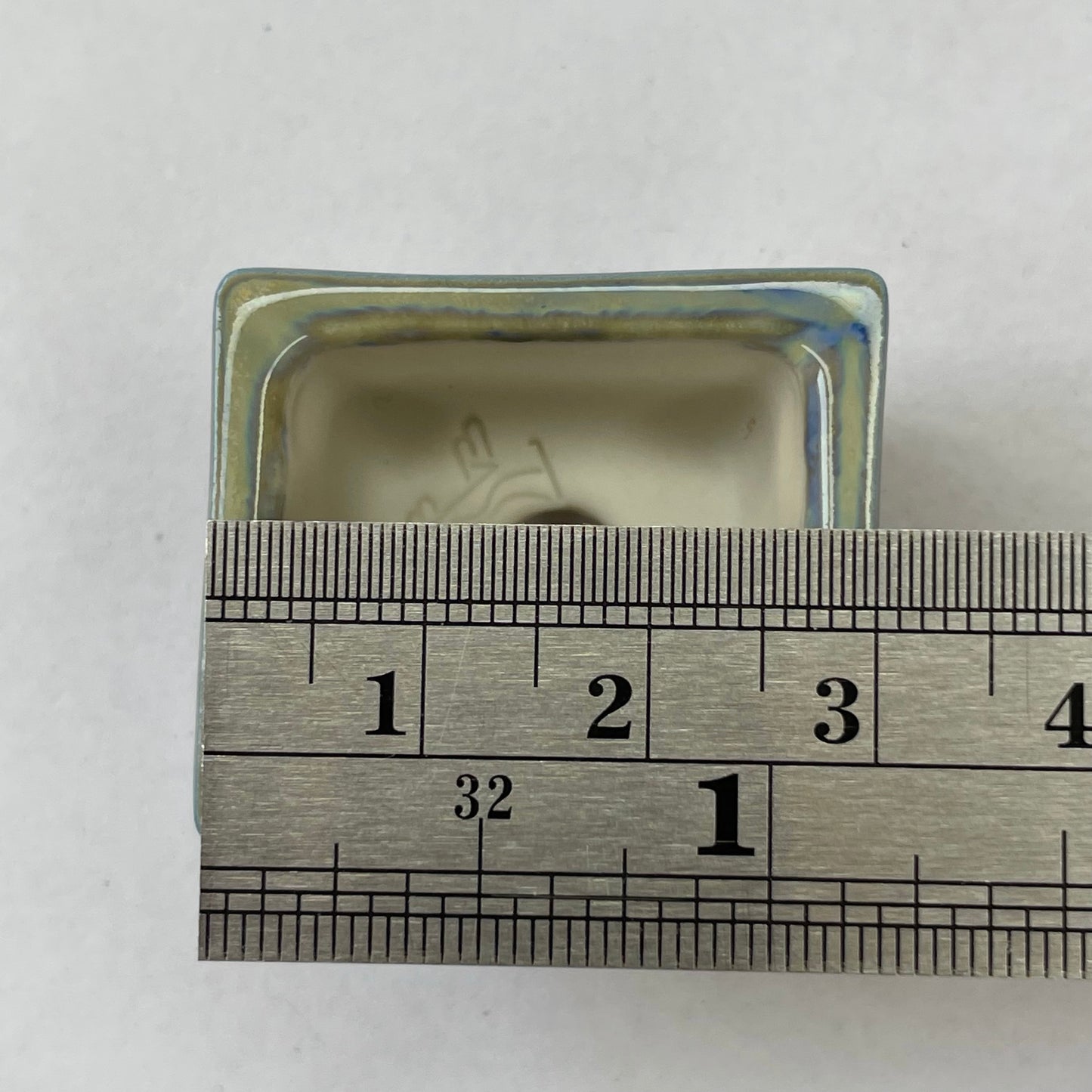 New! Tiny Rectangle Mame Bonsai Pot in Oyster Shell, Less than 1.25 inches wide