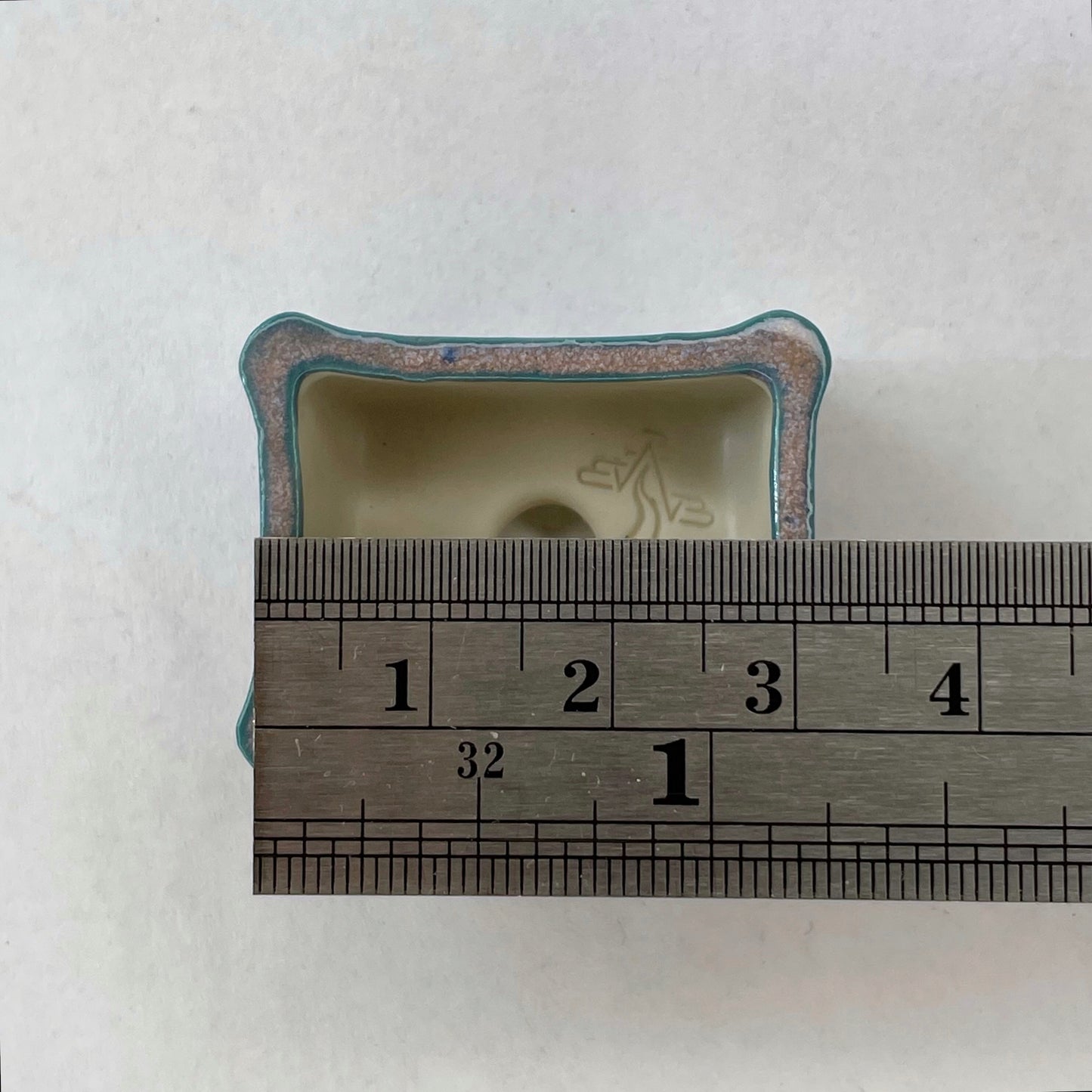 New! Tiny Rectangle Mame Bonsai Pot in Lavender Aster, About 1.25 inches wide